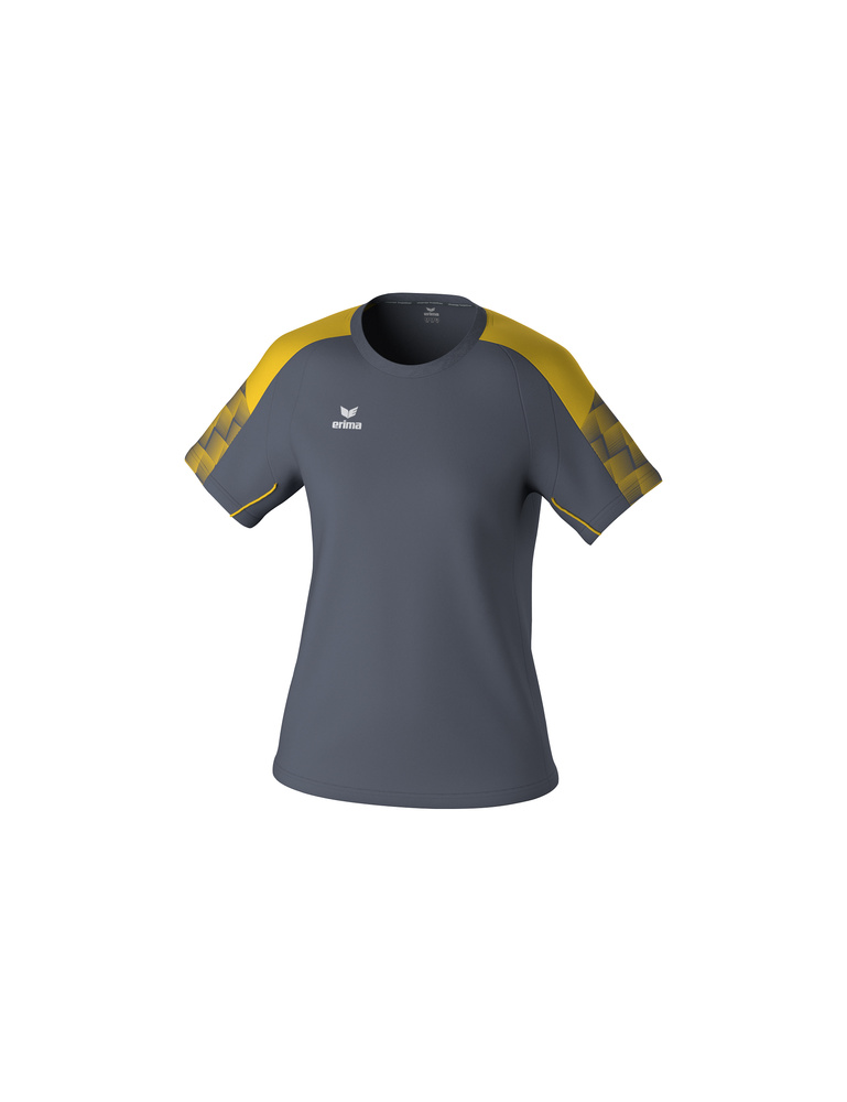 CAMISETA ERIMA EVO STAR, GRIS PIZARRA-AMARILLO-MUJER 