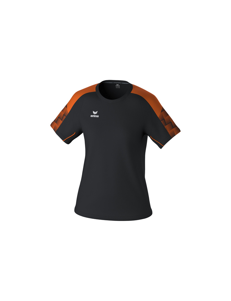 CAMISETA ERIMA EVO STAR, NEGRO-NARANJA-MUJER 