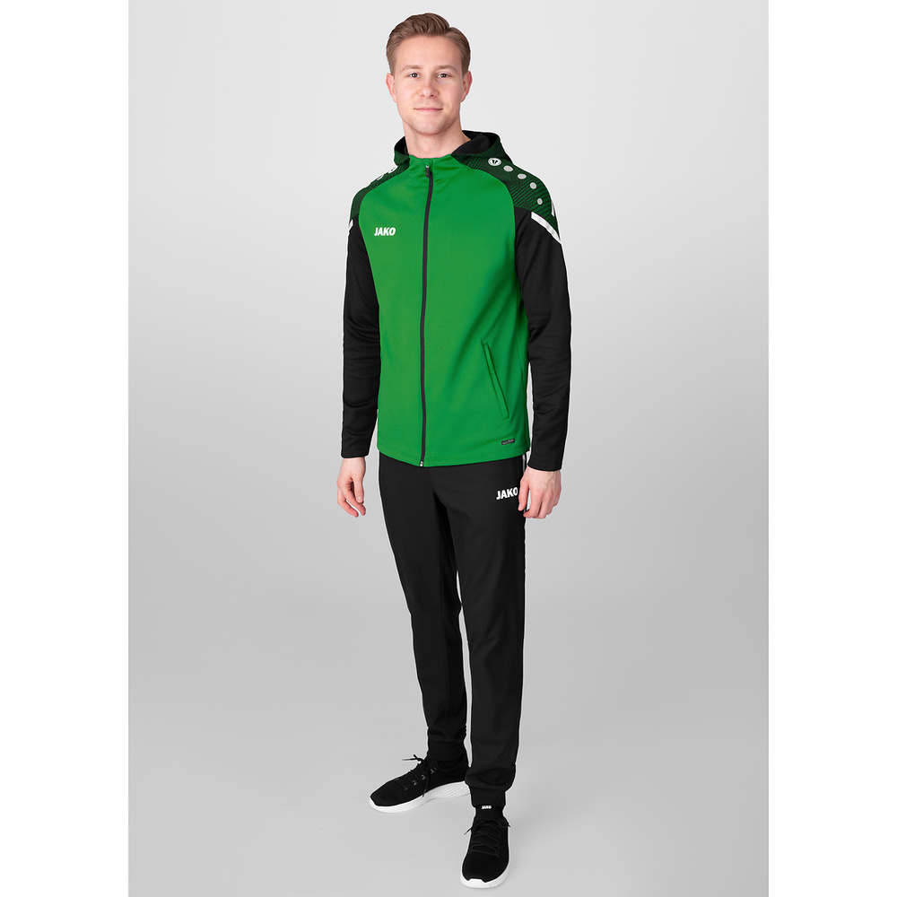 CHAQUETA CON CAPUCHA JAKO PERFORMANCE VERDE NEGRA HOMBRE