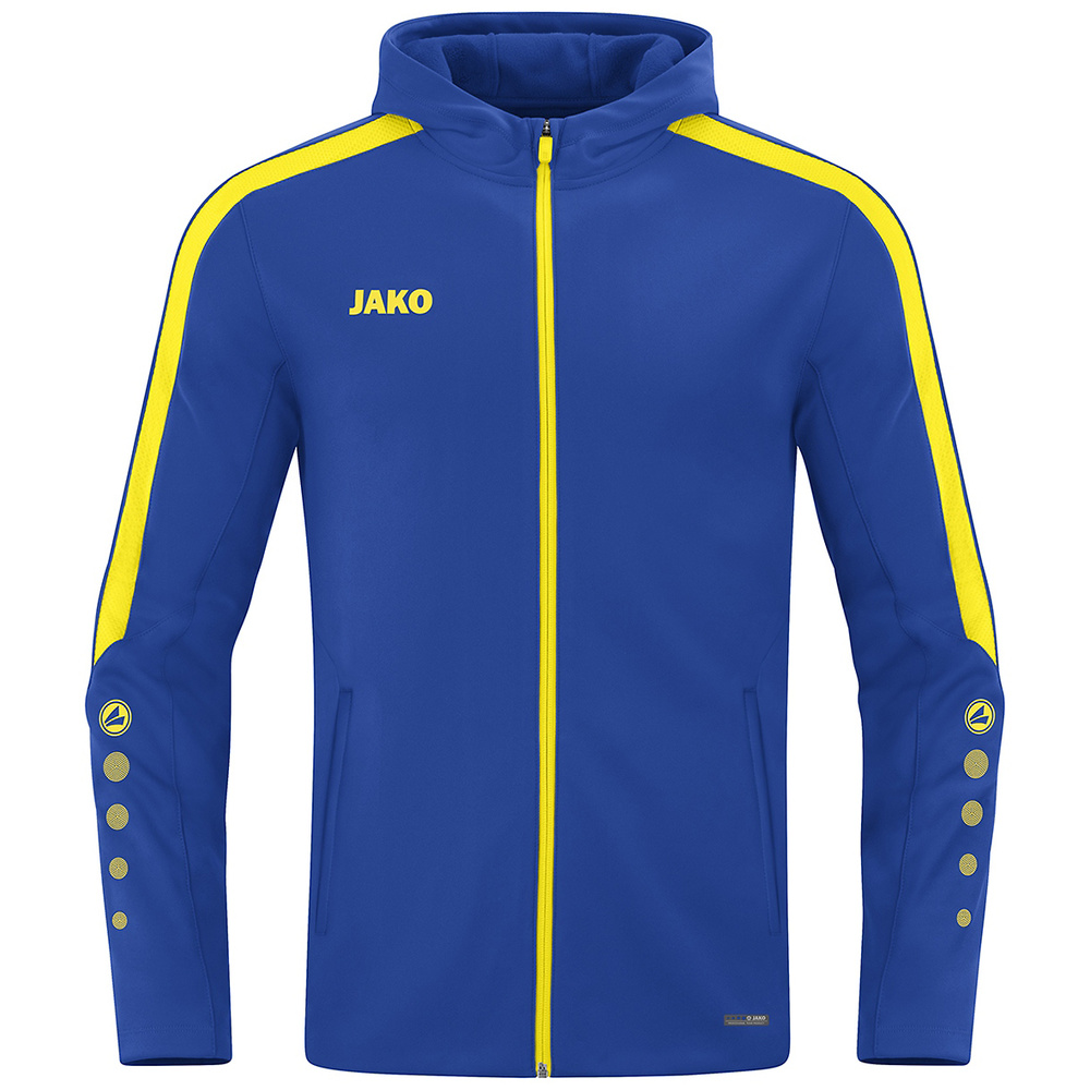 CHAQUETA CON CAPUCHA JAKO POWER, ROYAL-AMARILLA NIÑO. 