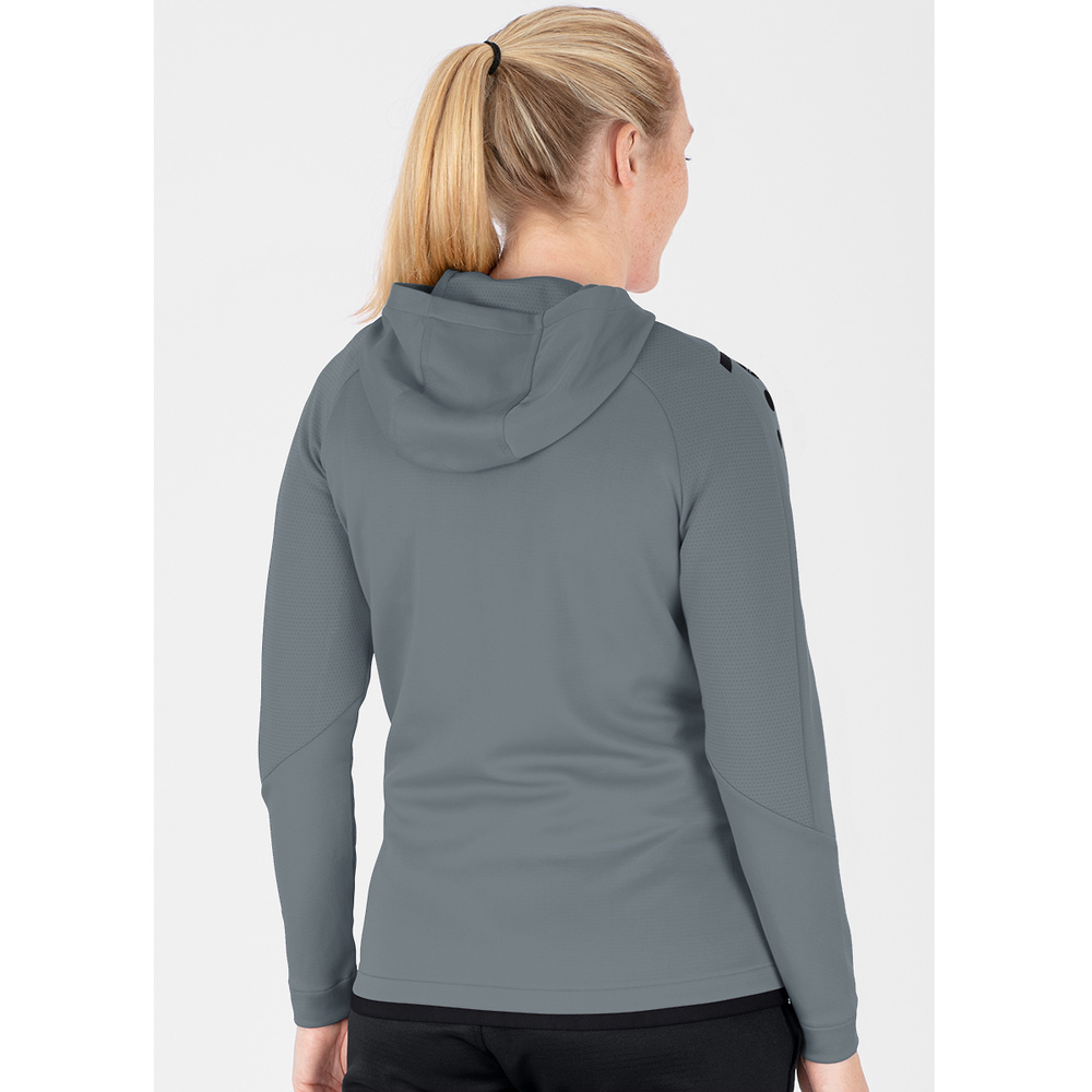 CHAQUETA DE ENTRENAMIENTO CON CAPUCHA JAKO CHALLENGE, GRIS PIEDRA-NEGRA MUJER. 