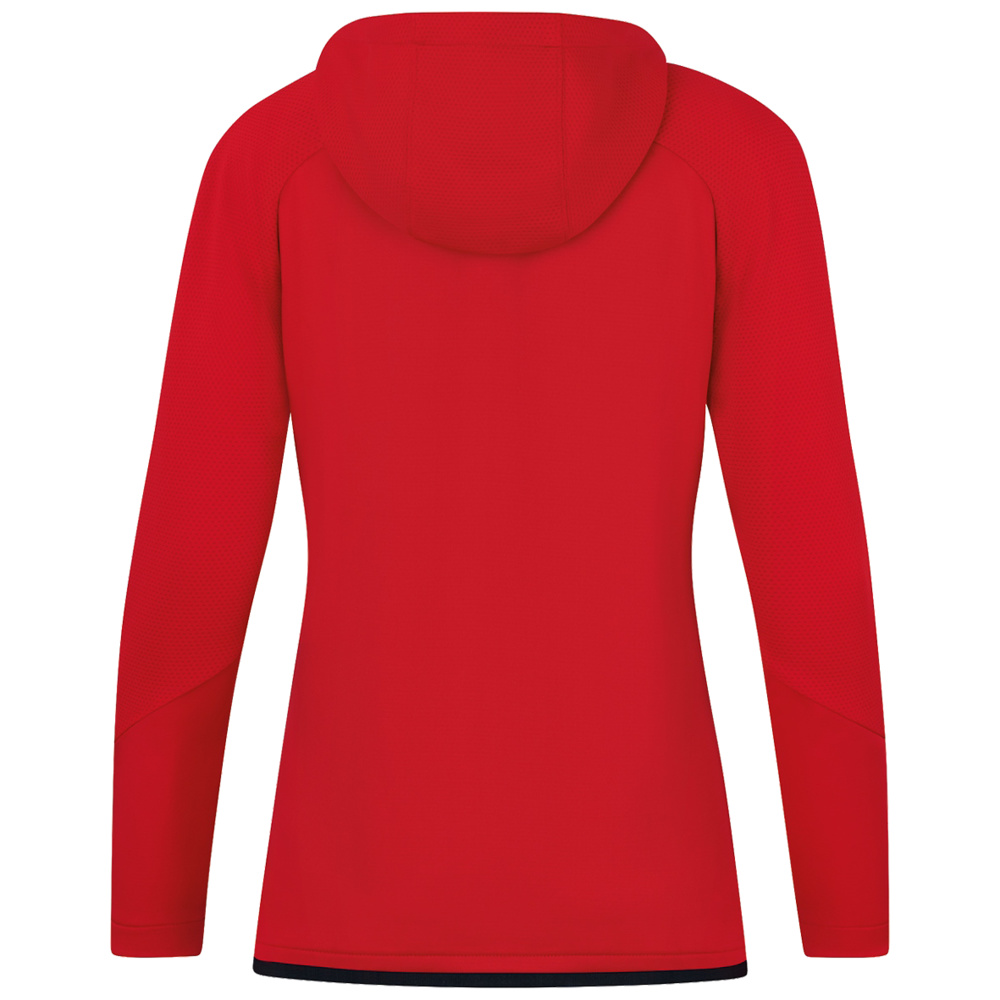 CHAQUETA DE ENTRENAMIENTO CON CAPUCHA JAKO CHALLENGE, ROJA-NEGRA MUJER. 