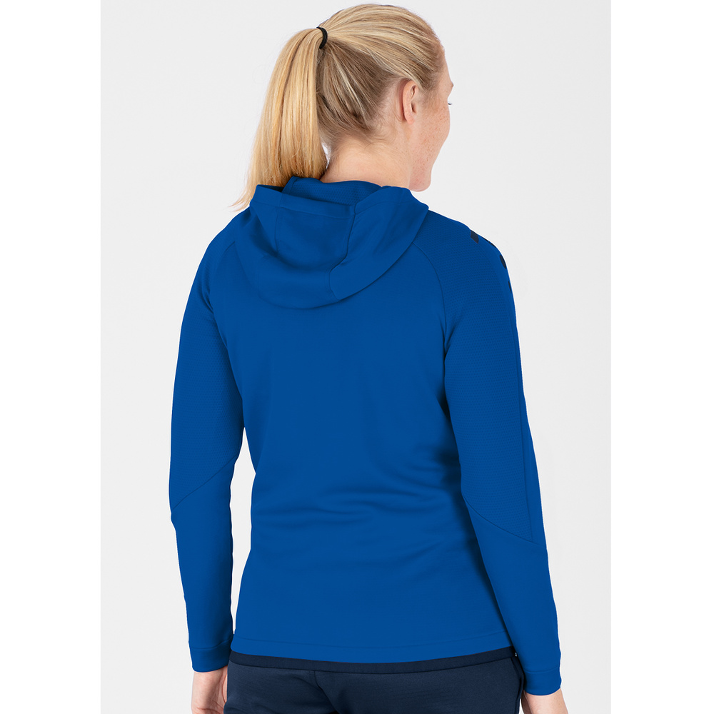 CHAQUETA DE ENTRENAMIENTO CON CAPUCHA JAKO CHALLENGE, ROYAL-MARINO MUJER. 