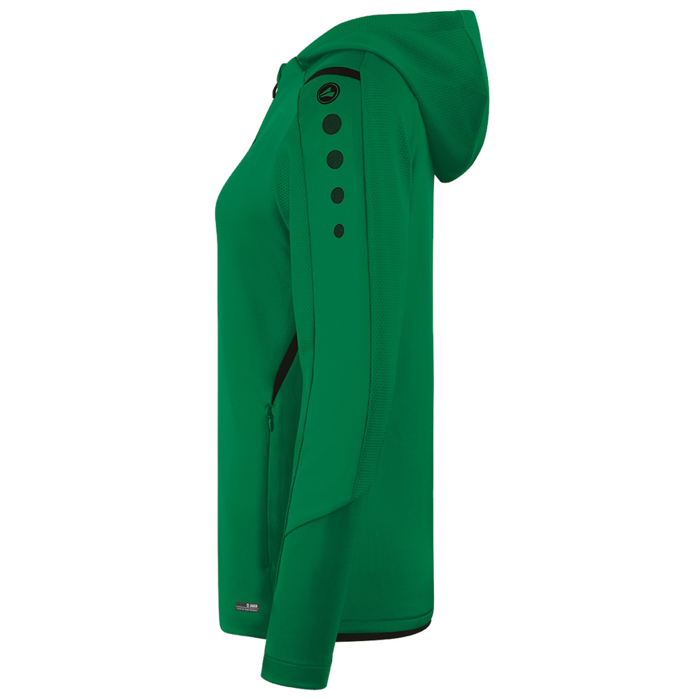 CHAQUETA DE ENTRENAMIENTO CON CAPUCHA JAKO CHALLENGE, VERDE-NEGRA MUJER. 