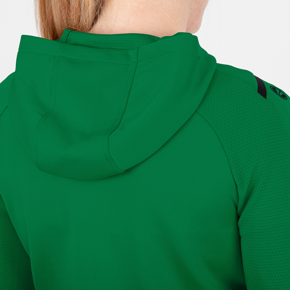 CHAQUETA DE ENTRENAMIENTO CON CAPUCHA JAKO CHALLENGE, VERDE-NEGRA MUJER. 