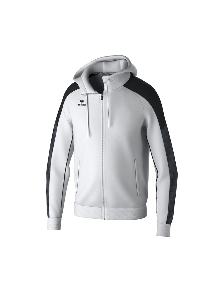 CHAQUETA ERIMA EVO STAR ENTRENAMIENTO CON CAPUCHA, BLANCO-NEGRO-HOMBRE 