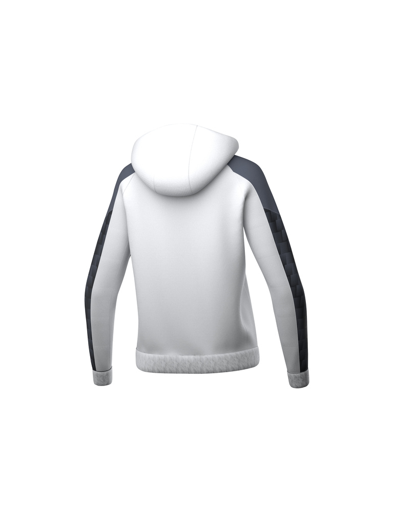 CHAQUETA ERIMA EVO STAR ENTRENAMIENTO CON CAPUCHA, BLANCO-NEGRO-MUJER 