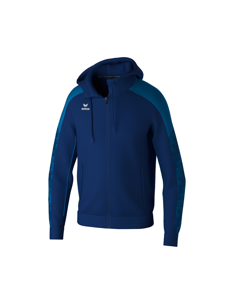 CHAQUETA ERIMA EVO STAR ENTRENAMIENTO CON CAPUCHA, MARINO-MYKONOS AZUL-HOMBRE 