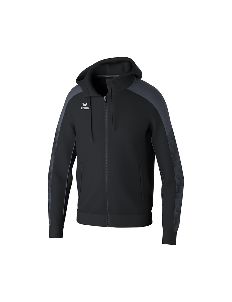 CHAQUETA ERIMA EVO STAR ENTRENAMIENTO CON CAPUCHA, NEGRO-GRIS PIZARRA-HOMBRE 