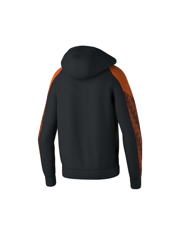 CHAQUETA ERIMA EVO STAR ENTRENAMIENTO CON CAPUCHA, NEGRO-NARANJA-HOMBRE 