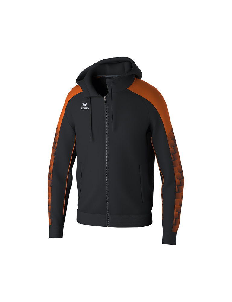 CHAQUETA ERIMA EVO STAR ENTRENAMIENTO CON CAPUCHA, NEGRO-NARANJA-HOMBRE 