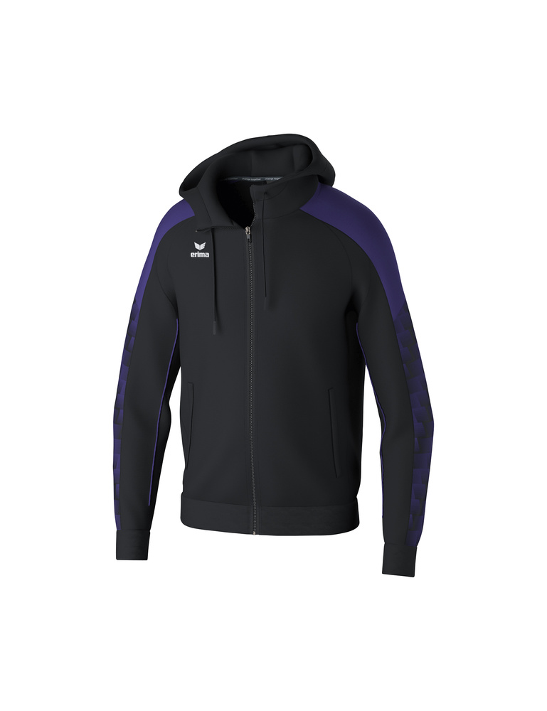 CHAQUETA ERIMA EVO STAR ENTRENAMIENTO CON CAPUCHA, NEGRO-VIOLETA-HOMBRE 