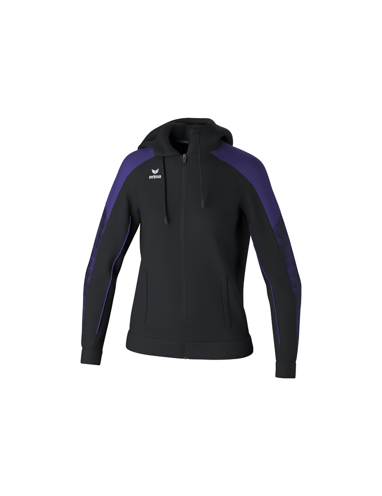 CHAQUETA ERIMA EVO STAR ENTRENAMIENTO CON CAPUCHA, NEGRO-VIOLETA-MUJER 