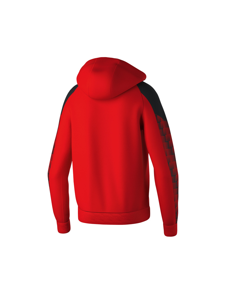 CHAQUETA ERIMA EVO STAR ENTRENAMIENTO CON CAPUCHA, ROJO-NEGRO-HOMBRE 