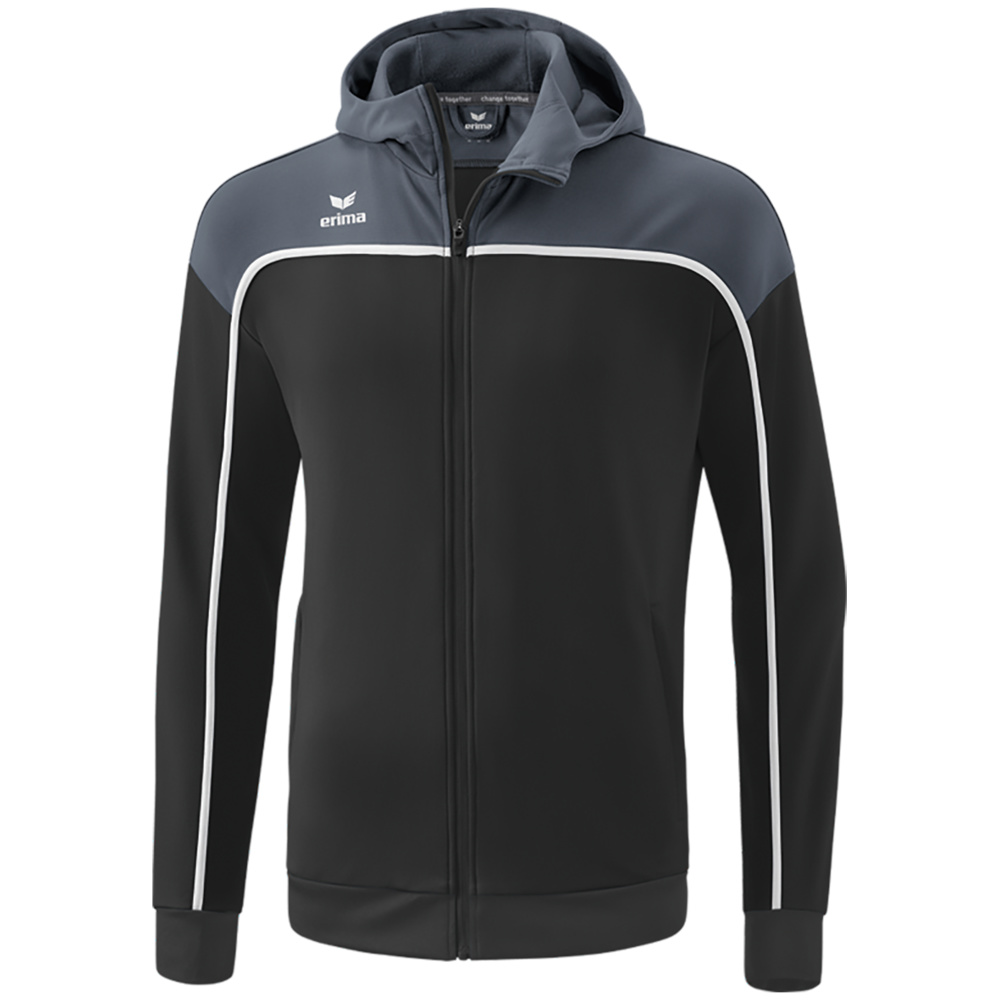 ERIMA CHANGE TRAINING JACKET WITH HOOD, BLACK GREY-SLATE GREY-WHITE MEN. 