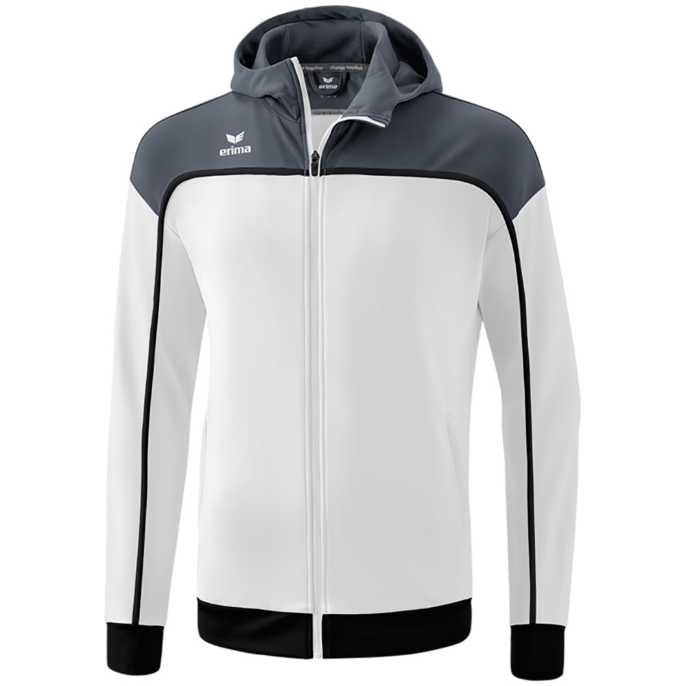 ERIMA CHANGE TRAINING JACKET WITH HOOD, WHITE-SLATE GREY-BLACK MEN. 