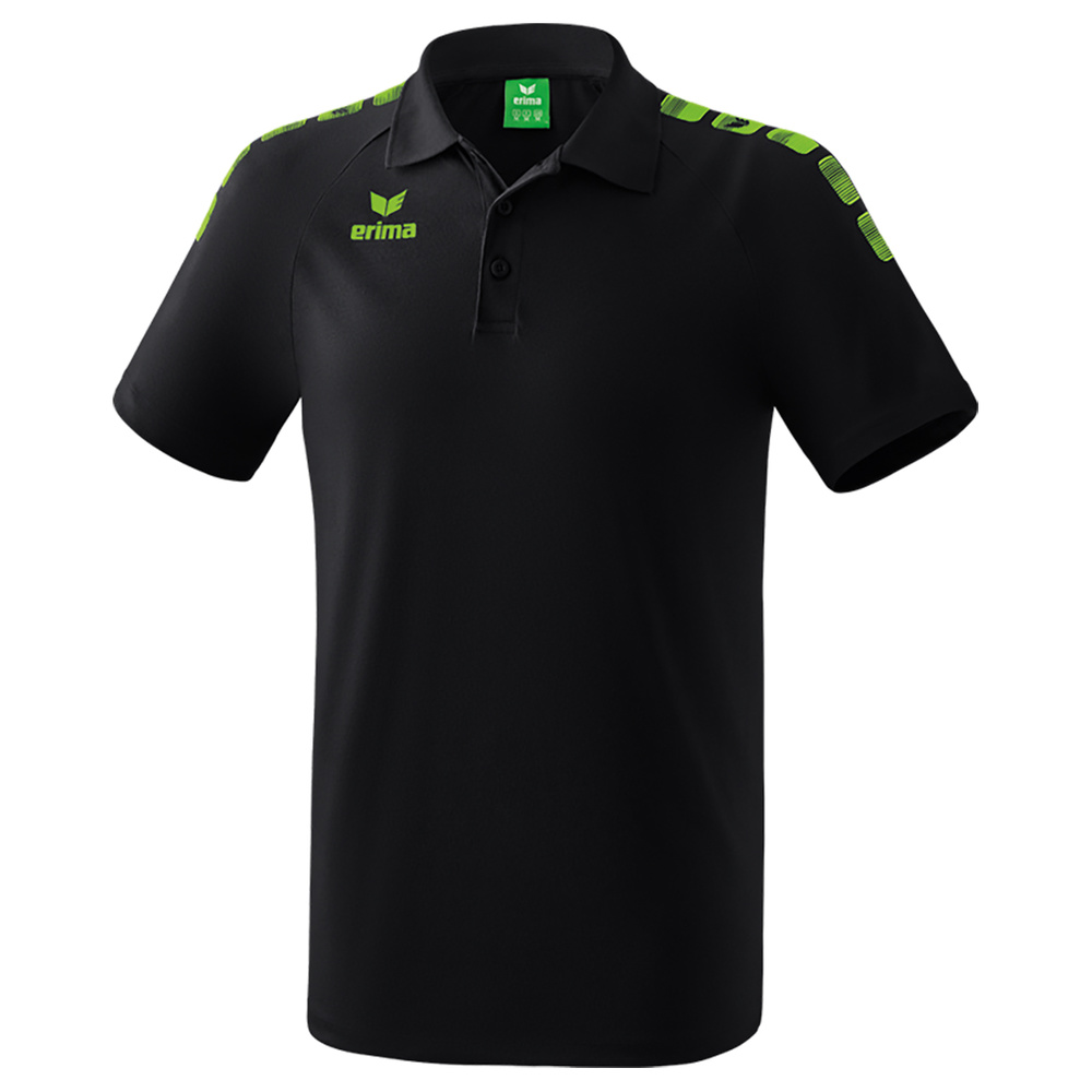 ERIMA ESSENTIAL 5-C POLO-SHIRT, BLACK-GREEN GECKO MAN. 