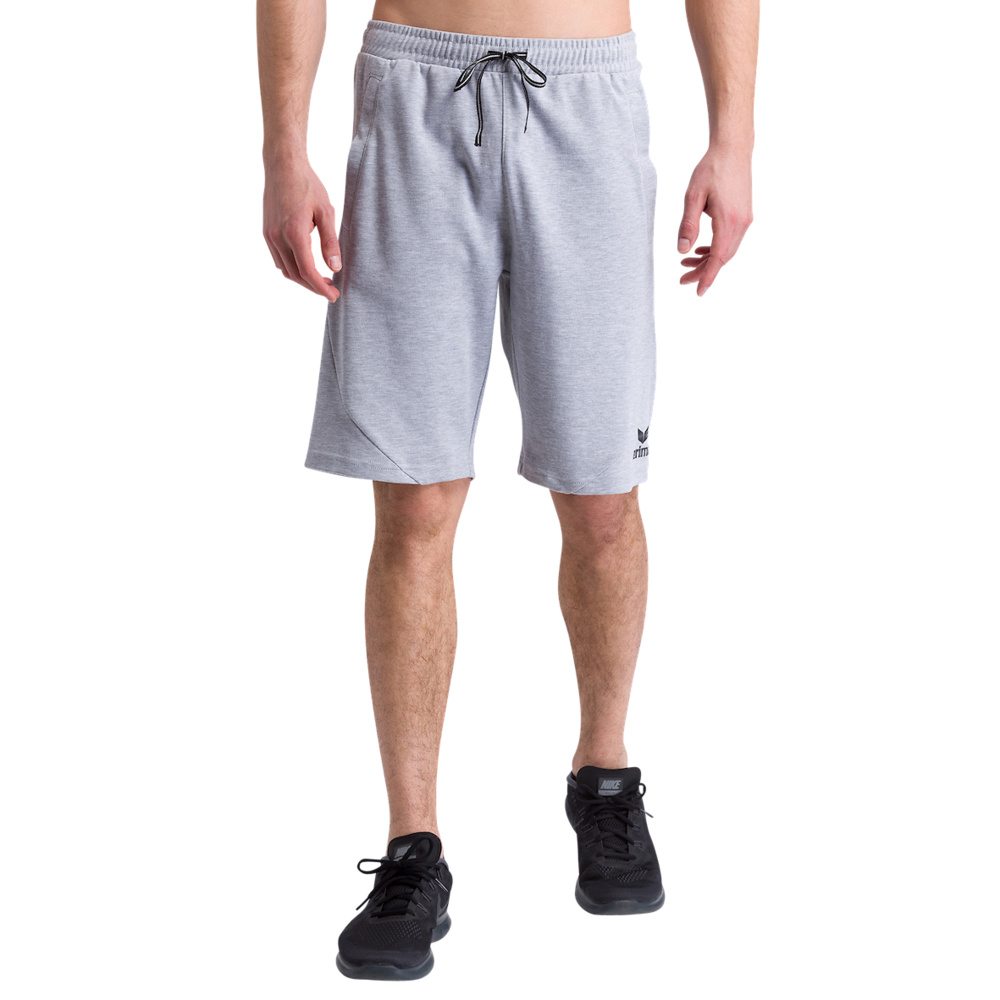 ERIMA ESSENTIAL SWEAT SHORTS, LIGHT GREY MARL-BLACK KIDS. 