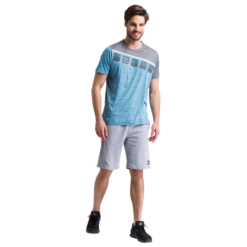 ERIMA ESSENTIAL SWEAT SHORTS, LIGHT GREY MARL-BLACK MAN. 