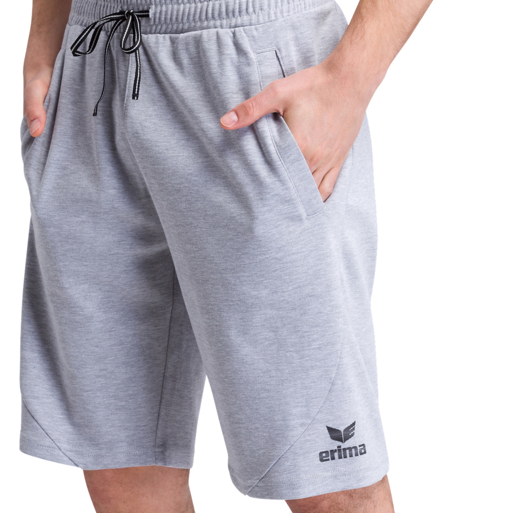 ERIMA ESSENTIAL SWEAT SHORTS, LIGHT GREY MARL-BLACK MAN.