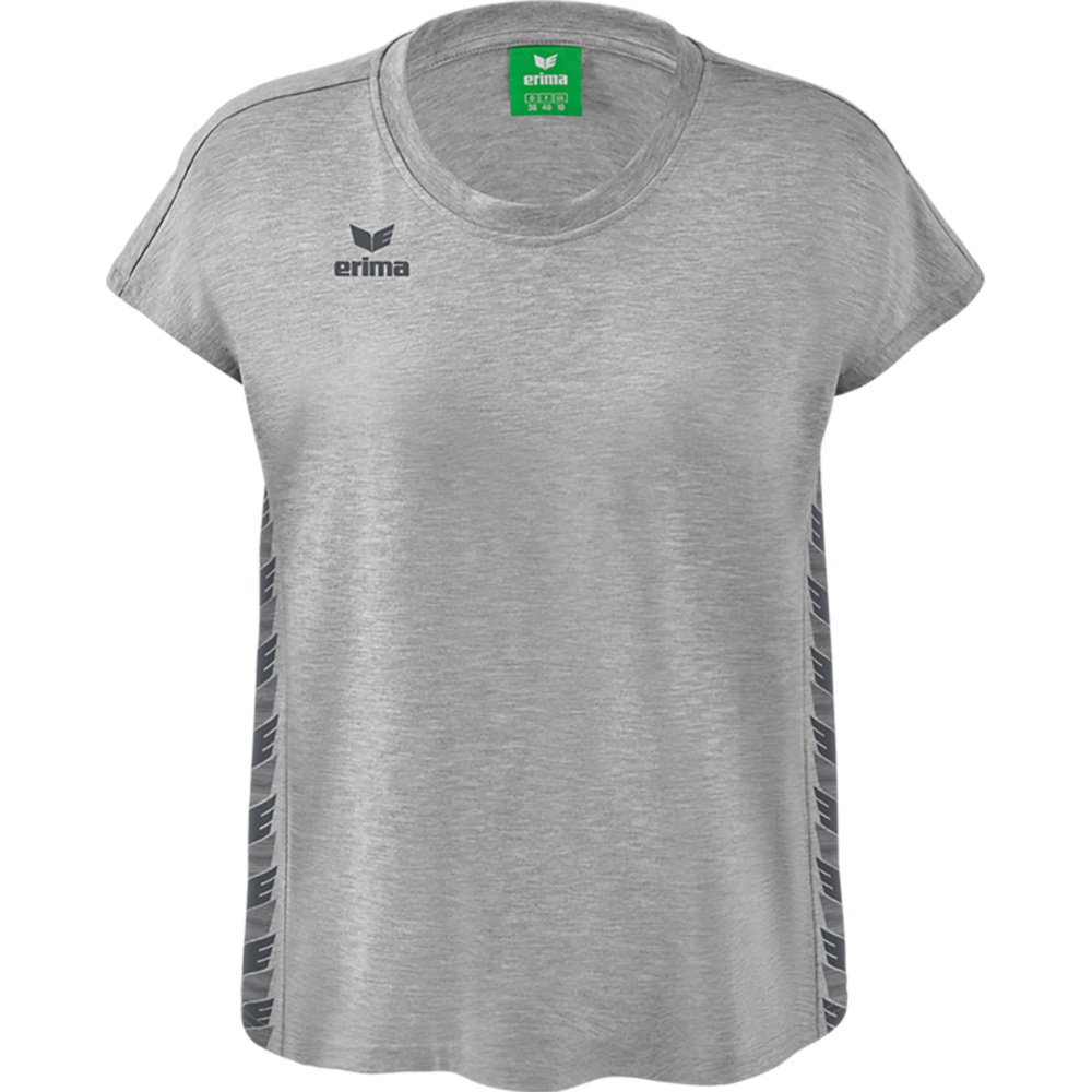 ERIMA ESSENTIAL TEAM T-SHIRT, LIGHT GREY MARL-SLATE GREY WOMEN. 