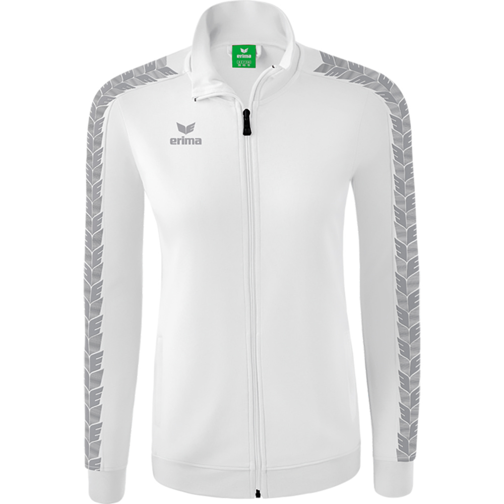 ERIMA ESSENTIAL TEAM TRACK TOP JACKET, WHITE-MONUMENT GREY WOMEN. 