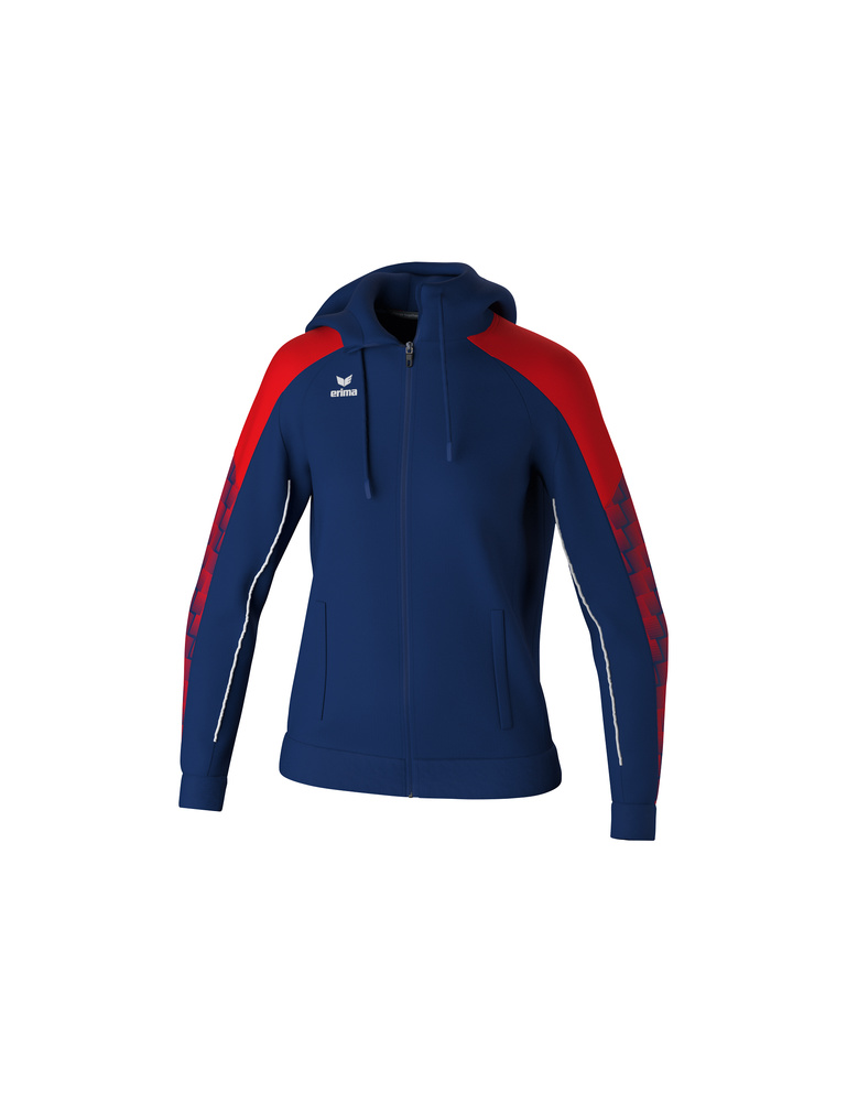 ERIMA EVO STAR TRAINNING JACKET WITH HOOD, NAVY-RED-WOMAN 