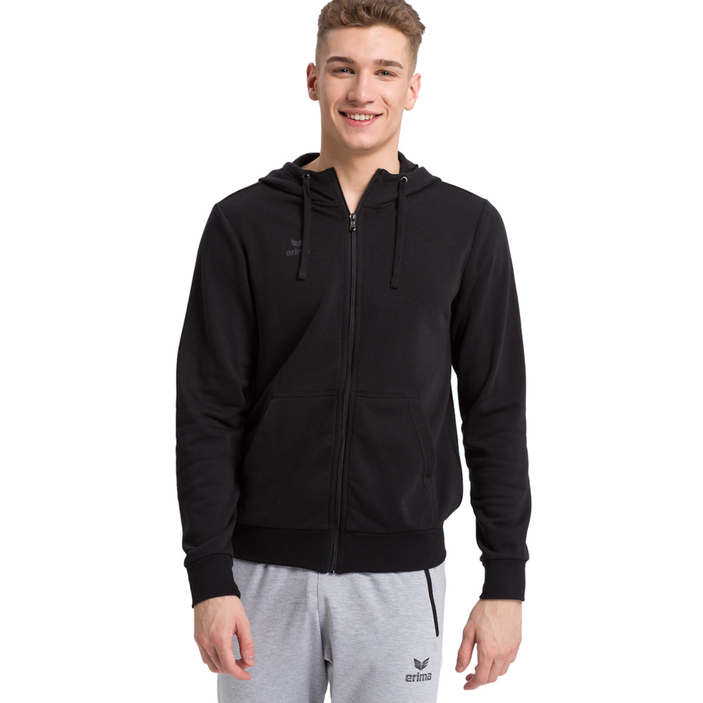 ERIMA HOODED SWEAT JACKET, BLACK MEN. 