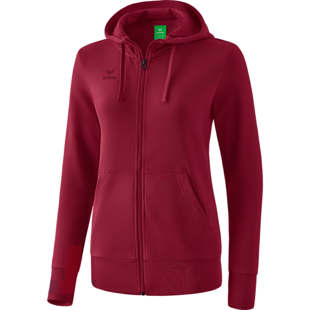 ERIMA HOODED SWEAT JACKET, BORDEAUX WOMEN. 