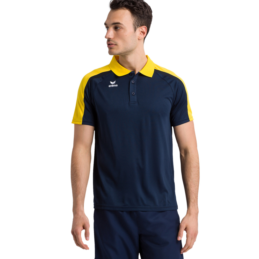 Navy blue and outlet yellow polo shirt