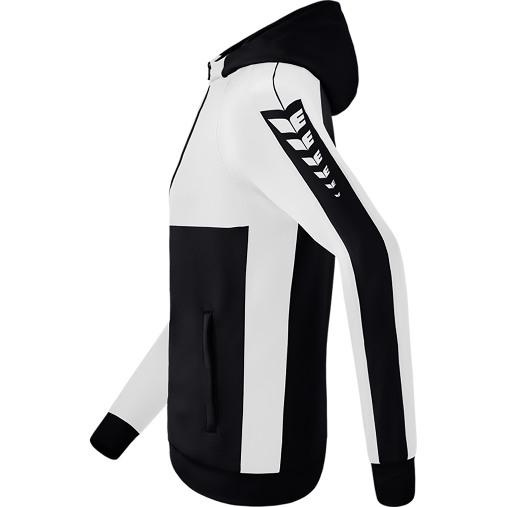 ERIMA SIX WINGS TRAINING JACKET WITH HOOD, BLACK-WHITE KIDS. 