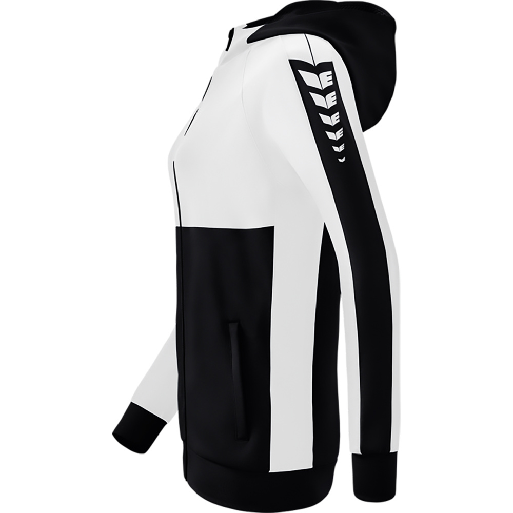 ERIMA SIX WINGS TRAINING JACKET WITH HOOD, BLACK-WHITE WOMEN. 