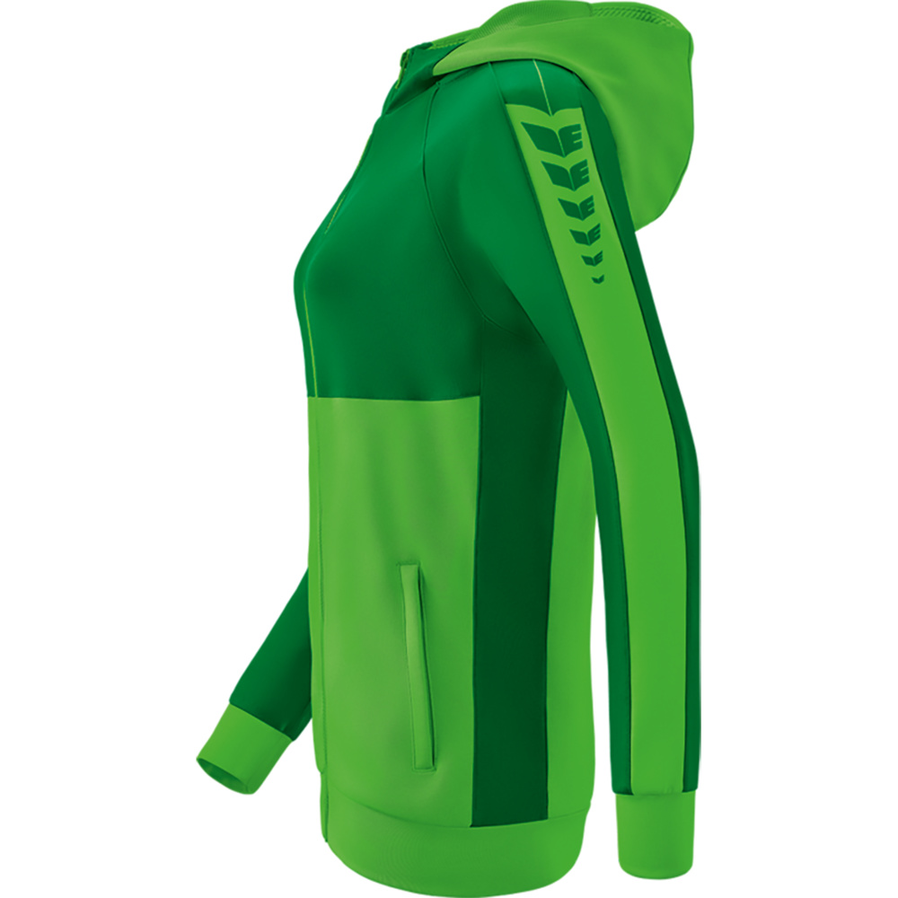 ERIMA SIX WINGS TRAINING JACKET WITH HOOD, GREEN-EMERALD WOMEN. 