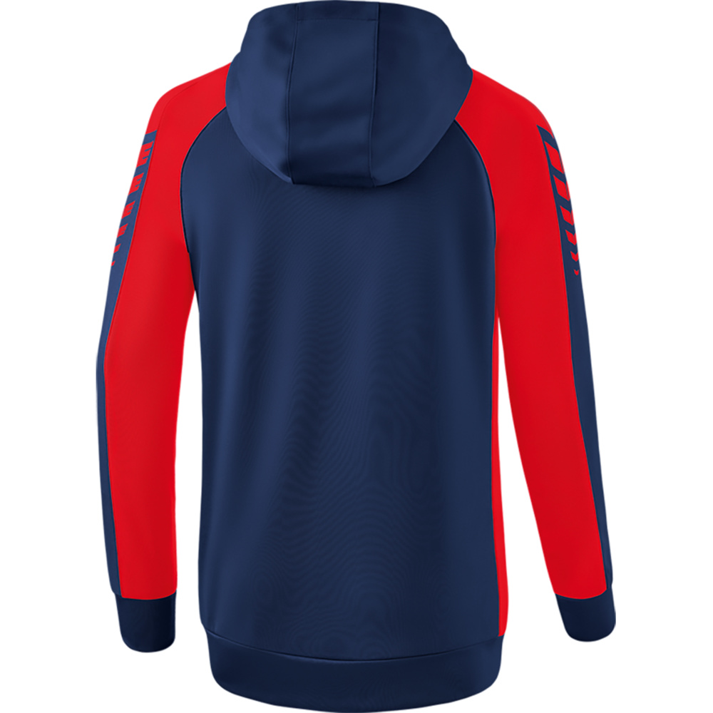 ERIMA SIX WINGS TRAINING JACKET WITH HOOD, NEW NAVY-RED WOMEN. 