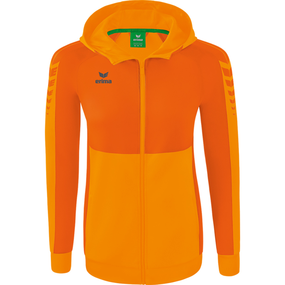 ERIMA SIX WINGS TRAINING JACKET WITH HOOD, NEW ORANGE-ORANGE WOMEN. 