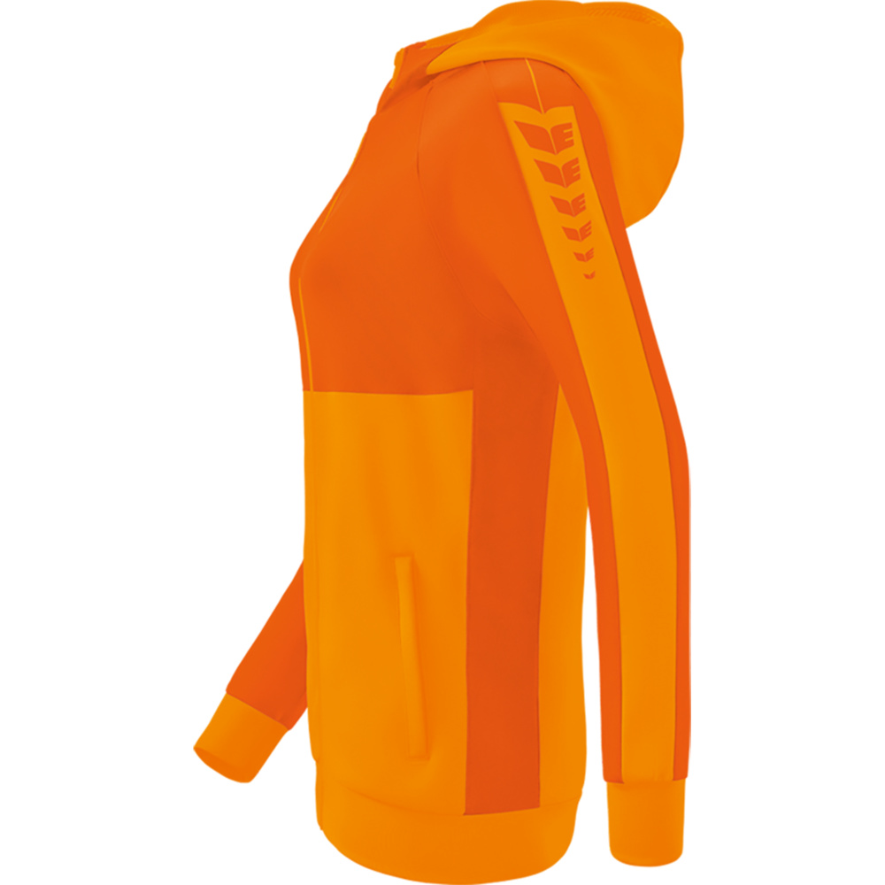 ERIMA SIX WINGS TRAINING JACKET WITH HOOD, NEW ORANGE-ORANGE WOMEN. 