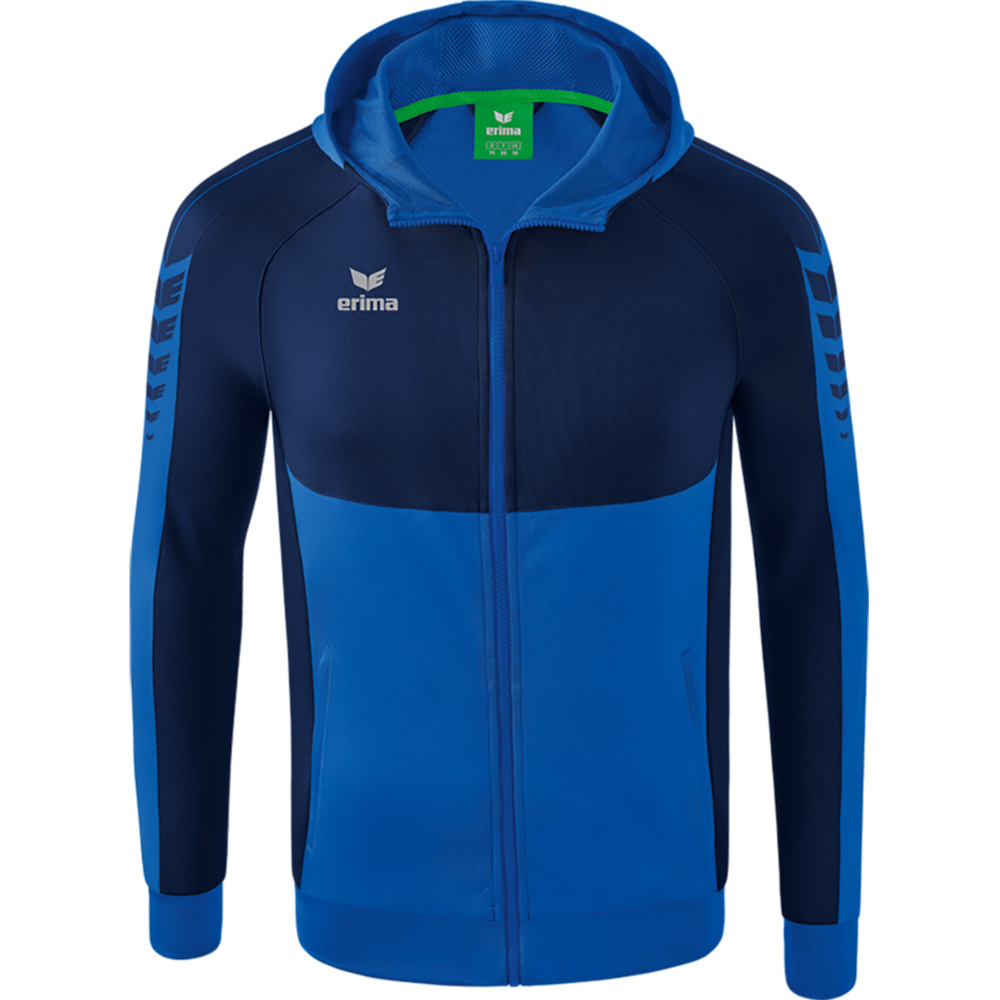 ERIMA SIX WINGS TRAINING JACKET WITH HOOD, NEW ROYAL-NEW NAVY KIDS. 