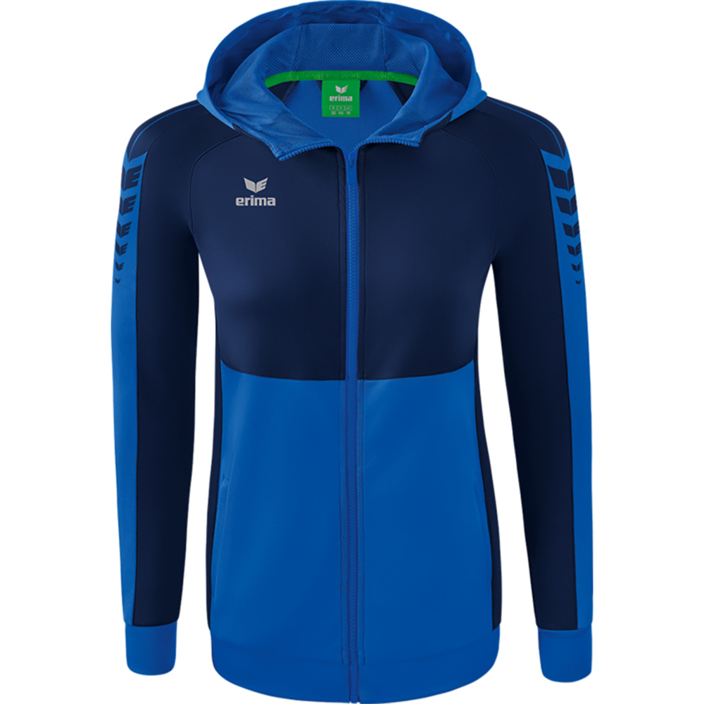 ERIMA SIX WINGS TRAINING JACKET WITH HOOD, NEW ROYAL-NEW NAVY WOMEN. 