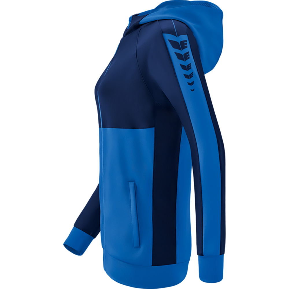 ERIMA SIX WINGS TRAINING JACKET WITH HOOD, NEW ROYAL-NEW NAVY WOMEN. 