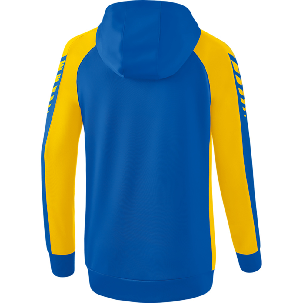 ERIMA SIX WINGS TRAINING JACKET WITH HOOD, NEW ROYAL-YELLOW WOMEN. 