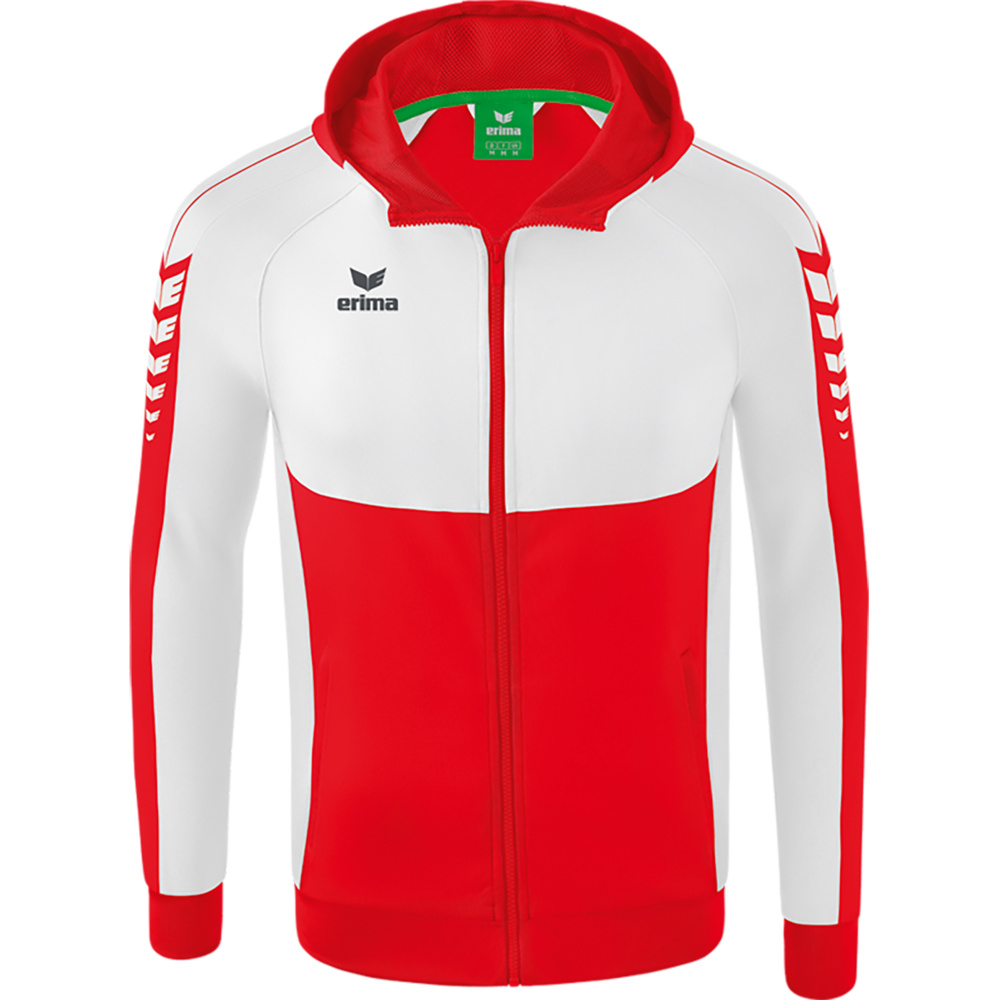 ERIMA SIX WINGS TRAINING JACKET WITH HOOD, RED-WHITE KIDS. 