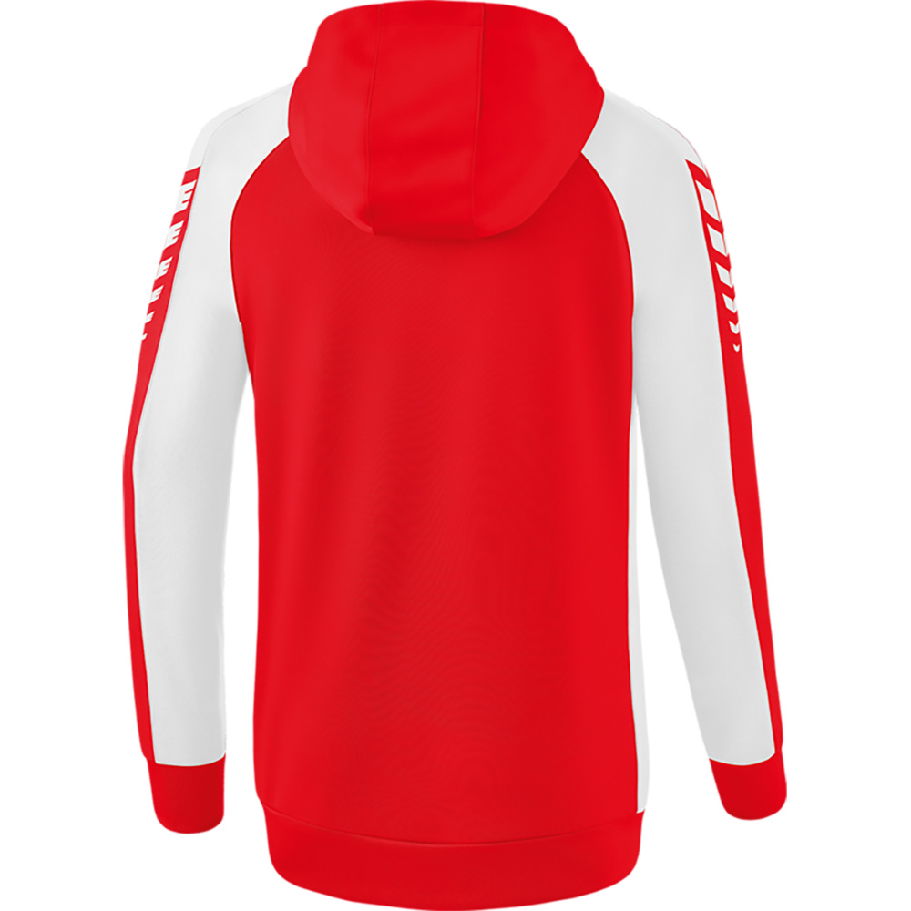 ERIMA SIX WINGS TRAINING JACKET WITH HOOD, RED-WHITE WOMEN. 