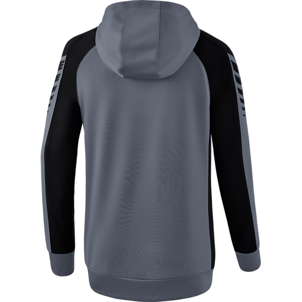 ERIMA SIX WINGS TRAINING JACKET WITH HOOD, SLATE GREY-BLACK WOMEN. 