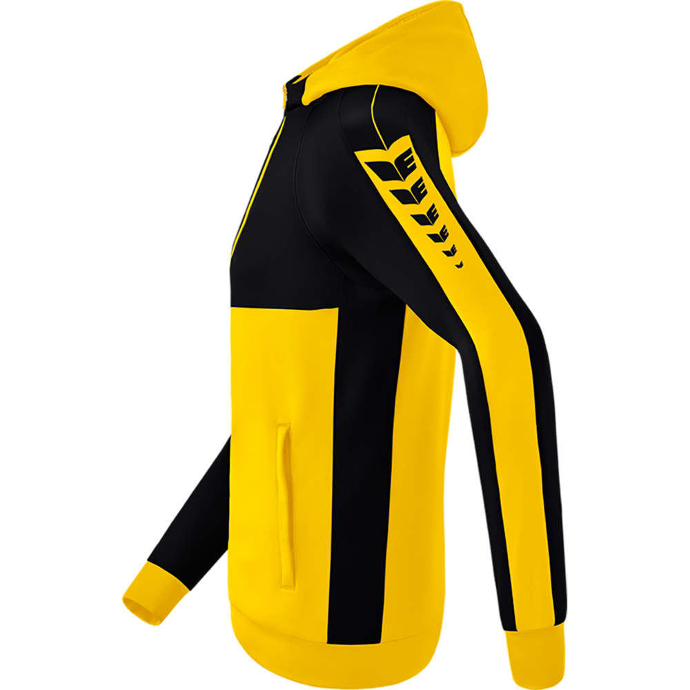 ERIMA SIX WINGS TRAINING JACKET WITH HOOD, YELLOW-BLACK KIDS. 