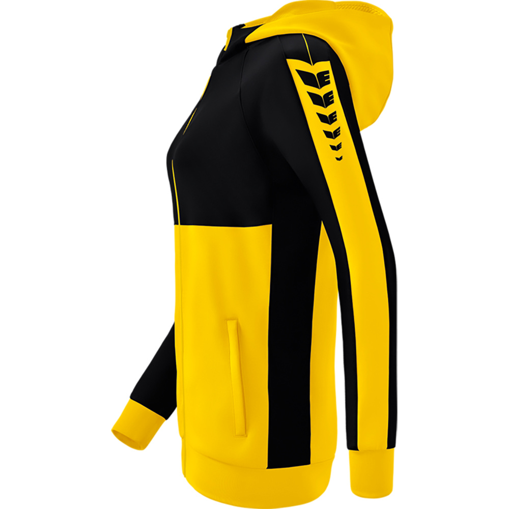 ERIMA SIX WINGS TRAINING JACKET WITH HOOD, YELLOW-BLACK WOMEN. 