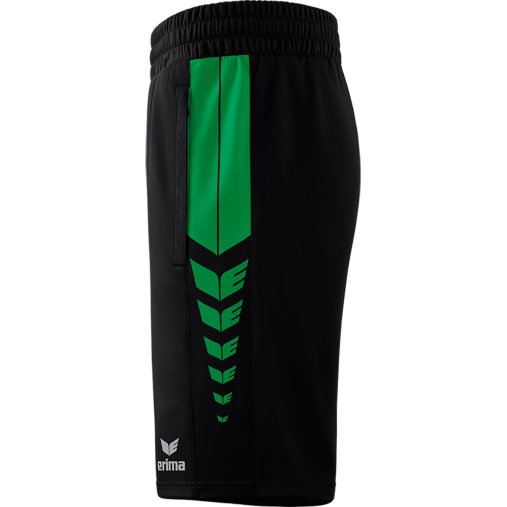 ERIMA SIX WINGS WORKER SHORTS, BLACK-EMERALD KIDS. 