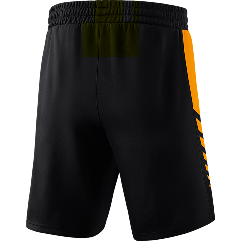 ERIMA SIX WINGS WORKER SHORTS, BLACK-NEW ORANGE KIDS. 