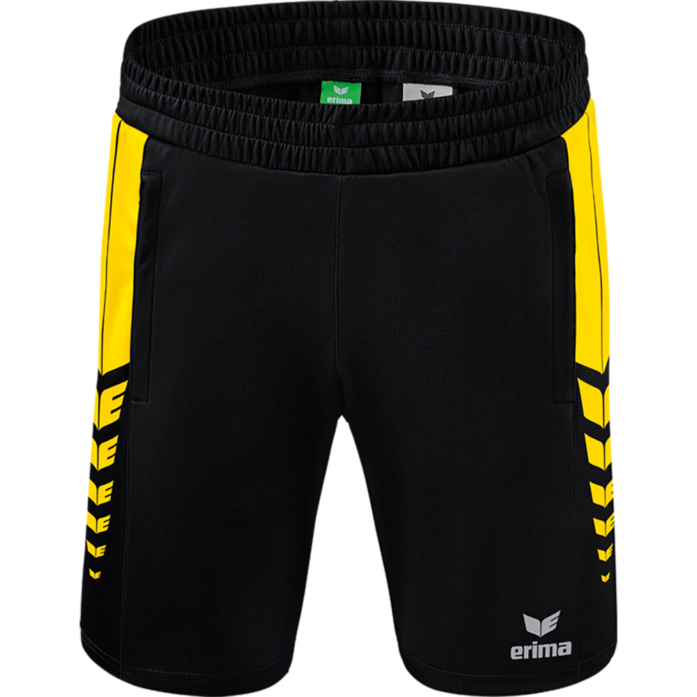 ERIMA SIX WINGS WORKER SHORTS, BLACK-YELLOW KIDS. 