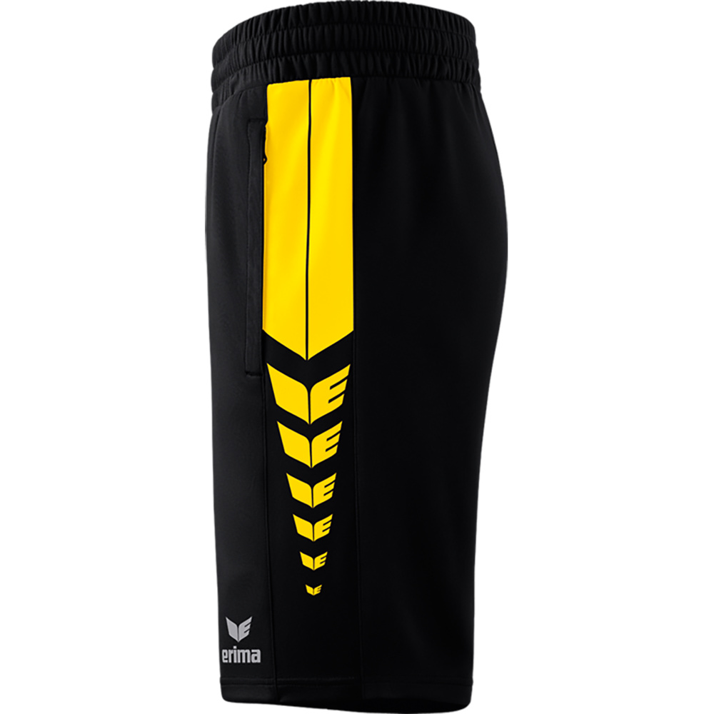 ERIMA SIX WINGS WORKER SHORTS, BLACK-YELLOW KIDS. 