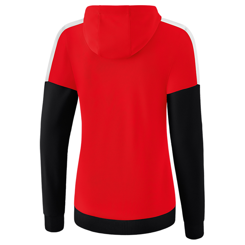 ERIMA SQUAD CHAQUETA ENTRENAMIENTO CON CAPUCHA, ROJO-NEGRO-BLANCO MUJER 